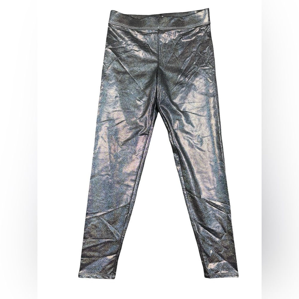 Victoria’s Secret PINK Silver Metallic Shiny High Rise Athleisure Leggings M